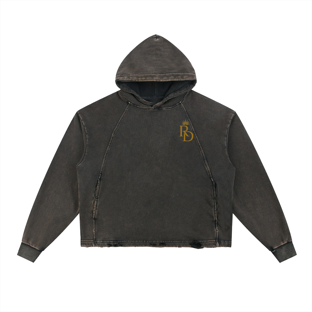 Vintage Washed Frayed-Hem Hoodie